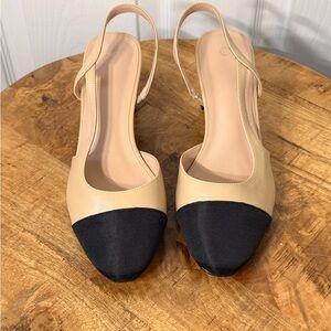 Chic Black and Tan Slingback Heels